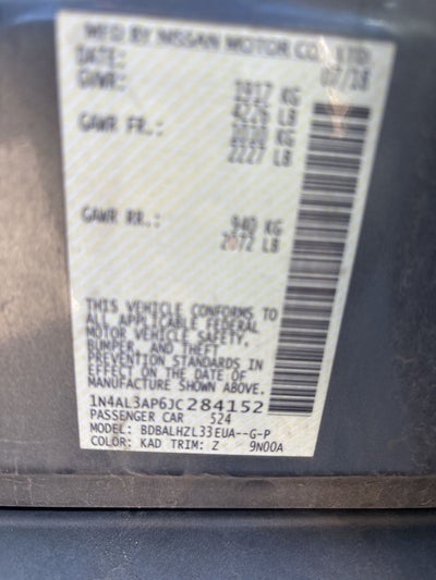 2018 Nissan Altima 2.5 SR