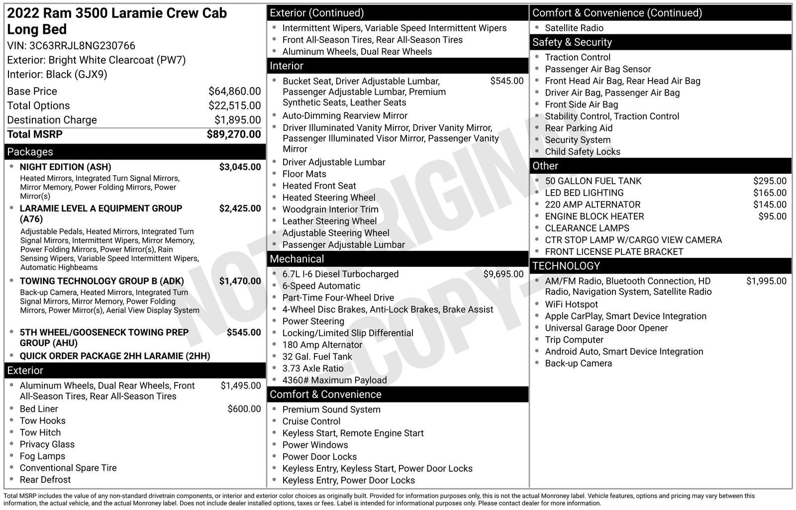 2022 RAM 3500 Laramie Crew Cab 4x4 8' Box