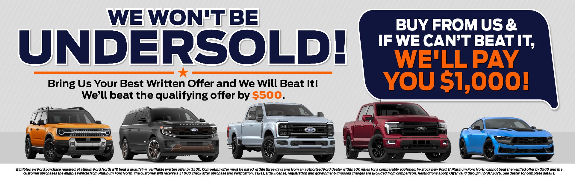 We Won't Be Undersold!