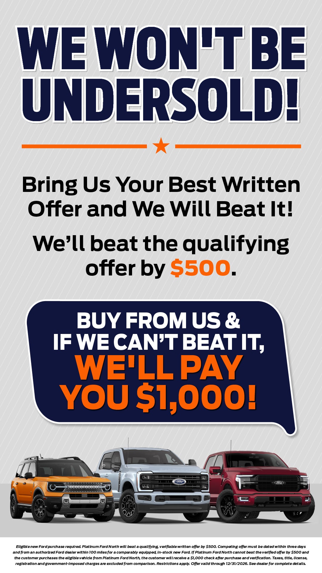 We Won't Be Undersold!